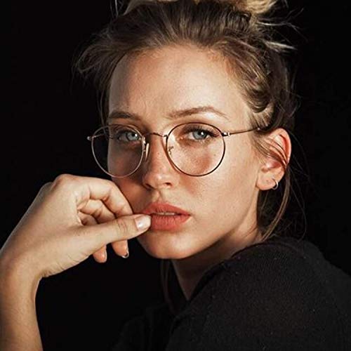 Kursan Classic Round Clear Lens Glasses for Women Men Circle Metal Frame Non-Prescription Eyeglasses (Black) - Image 2