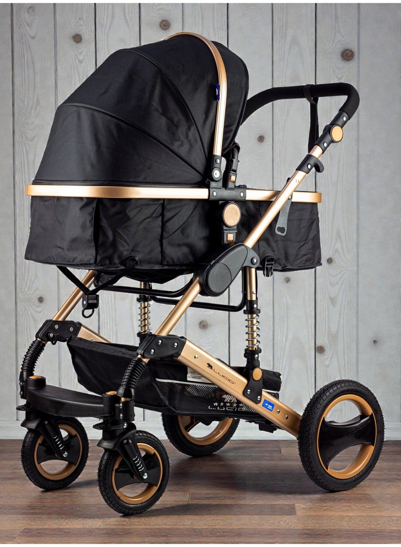 LUCID Luxurious Baby Stroller, Large Size, by Lucid, Black, Model - SENA PLUS – - Image 5