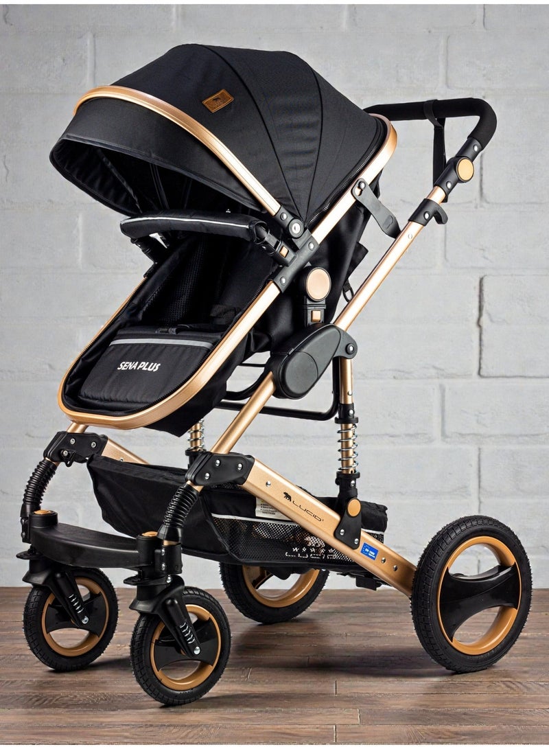 LUCID Luxurious Baby Stroller, Large Size, by Lucid, Black, Model - SENA PLUS – - Image 2