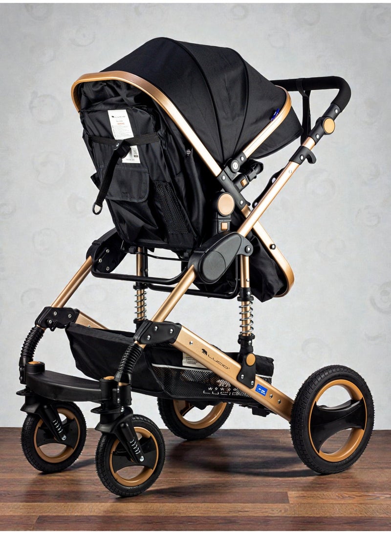 LUCID Luxurious Baby Stroller, Large Size, by Lucid, Black, Model - SENA PLUS – - Image 3