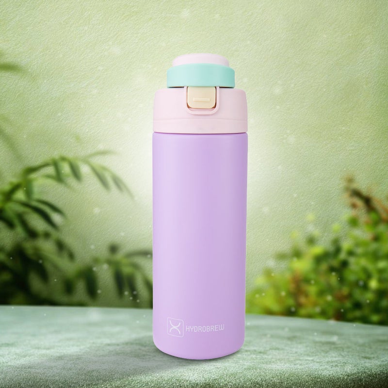 HydroBrew SipSwitch™ Insulated Water Bottle 720ml – Leakproof, Stainless Steel, Straw & Spout Lid -Orchid Mist - Image 2
