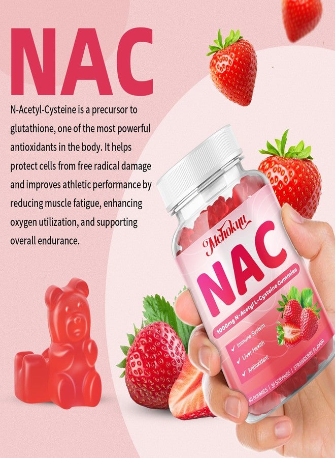 Mchokuu NAC Gummies for Adults & Kids 1000mg, NAC Supplement N-Acetyl Cysteine, Immune Support Liver & Lung Health Antioxidant Sugar-Free, Strawberry Flavor Gummy, 60 Counts - Image 4
