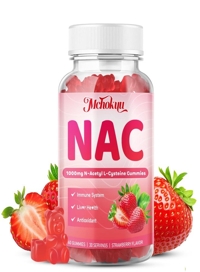 Mchokuu NAC Gummies for Adults & Kids 1000mg, NAC Supplement N-Acetyl Cysteine, Immune Support Liver & Lung Health Antioxidant Sugar-Free, Strawberry Flavor Gummy, 60 Counts - Image 1