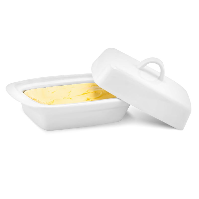 Ceramic Butter Dish with Lid Large  White Butter Container for Countertop 175L X 9W X 115H cm  Ceramic Butter Dishes with Handle  Butter Storage Container for Refrigerator with Lid