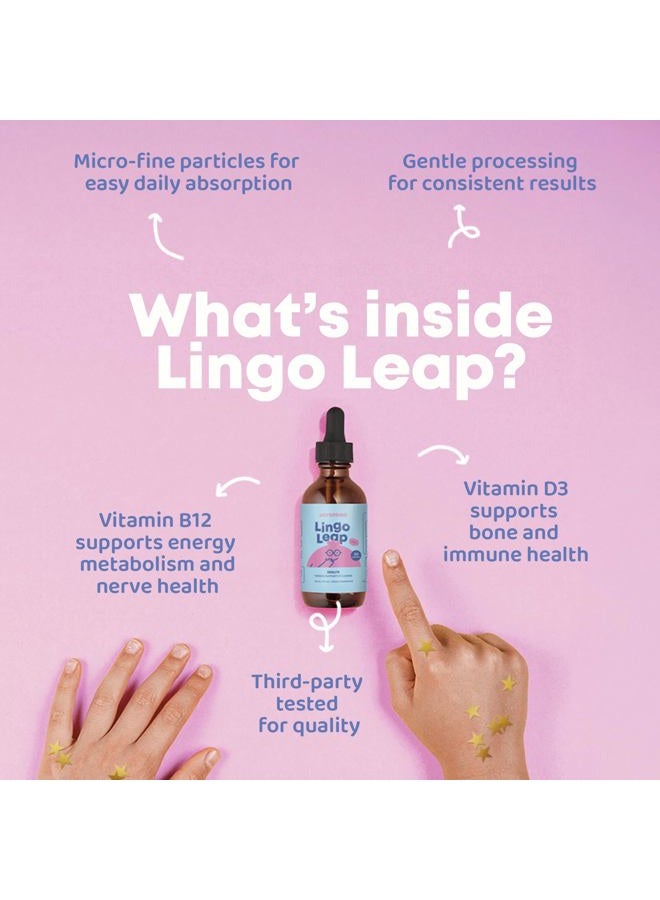 JoySpring LingoLeap – Liquid Kids Formula with Zeolite Clinoptilolite, Methylated B12 & Vitamin D3 | Gentle Daily Support for Kids' Wellness | Ages 3+ | (1fl oz) 30 Servings - Image 2