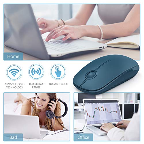 VssoPlor Wireless Mouse, 2.4G Slim Portable Computer Laptop Mouse with Nano Receiver Quiet Silent Optical Mice for Notebook, PC, Laptop, Computer-Sapphire Blue - Image 5