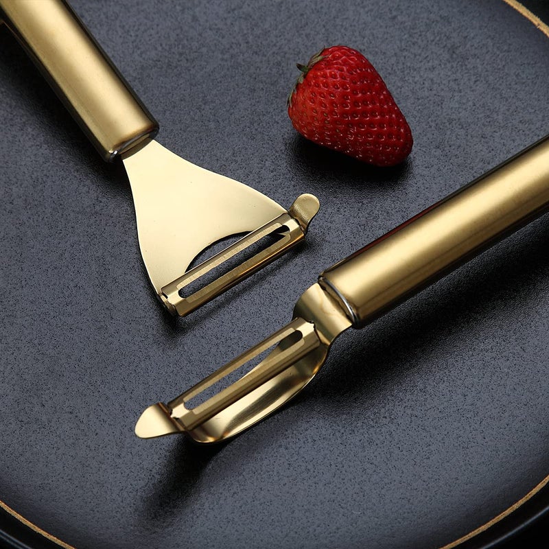 Kyraton Gold Potato Vegetable And Fruit Peelers For Kitchen, Kyraton Titanium Gold Plating Stainless Steel Peelers,Sharp Blade And Ergonomic Non Slip Easy To Grip Set Of 2 - Image 2