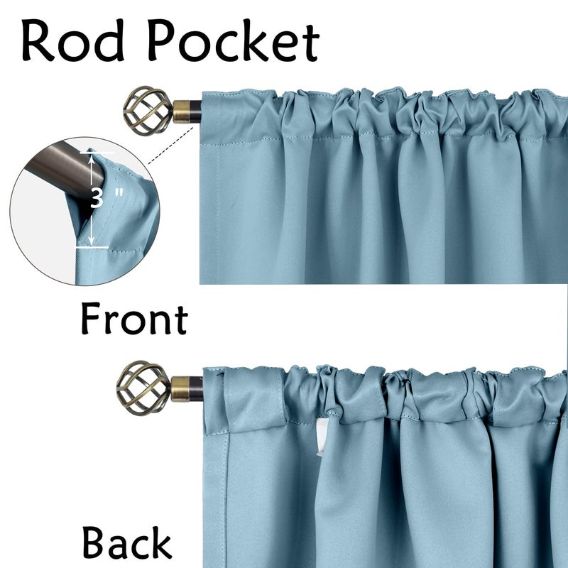 BGment Rod Pocket and Back Tab Blackout Curtains for Bedroom - Thermal Insulated Room Darkening Curtains for Living Room  2 Window Curtain Panels (38 x 45 Inch  Greyish Blue) - Image 2