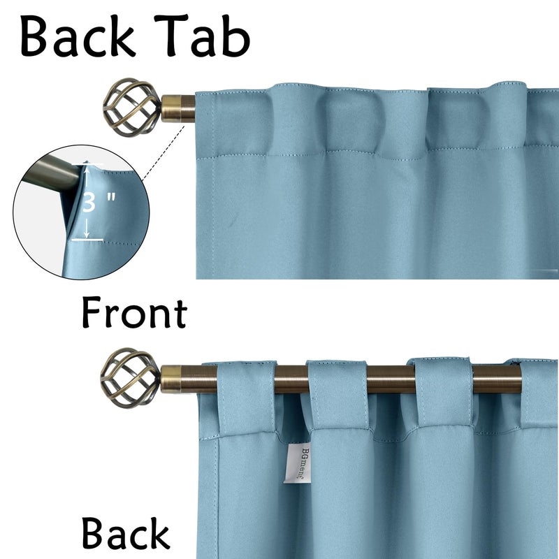 BGment Rod Pocket and Back Tab Blackout Curtains for Bedroom - Thermal Insulated Room Darkening Curtains for Living Room  2 Window Curtain Panels (38 x 45 Inch  Greyish Blue) - Image 3