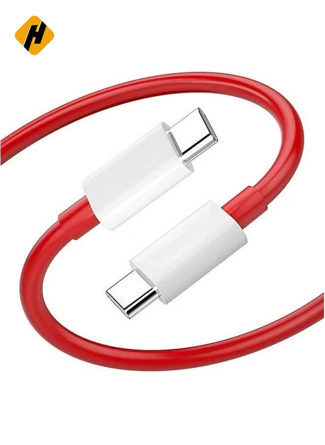 1 Pack of OnePlus Type-C to Type-C Cable – Red, Fast Charging & Data Transfer