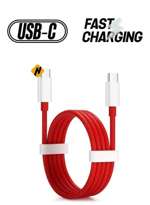 1 Pack of OnePlus Type-C to Type-C Cable – Red, Fast Charging & Data Transfer