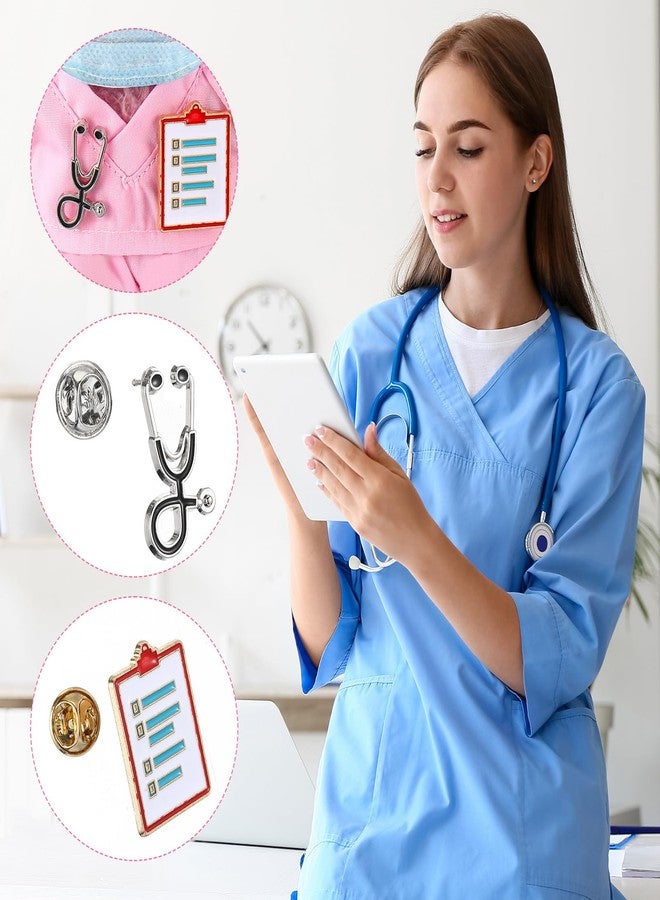 Simgoing 17cm Doll Doctor Scrubs Outfit Set with Mini Medical Accessories Cute Doll Clothes Doctor Scrubs Top Bottom Cap Mask Mini Stethoscope & Clipboard Pin Ideal Gift for Lovers(Pink) - Image 4