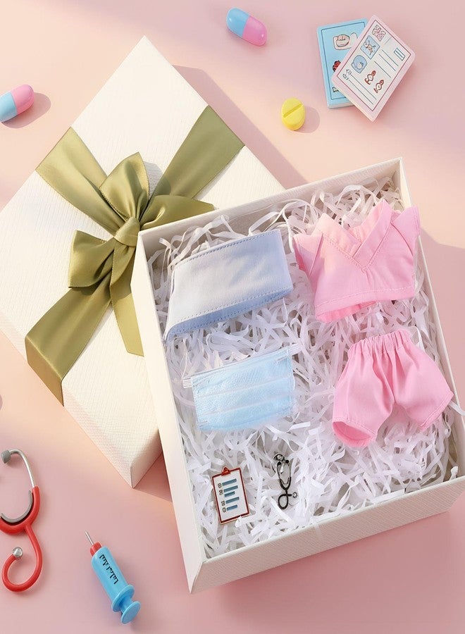 Simgoing 17cm Doll Doctor Scrubs Outfit Set with Mini Medical Accessories Cute Doll Clothes Doctor Scrubs Top Bottom Cap Mask Mini Stethoscope & Clipboard Pin Ideal Gift for Lovers(Pink) - Image 5