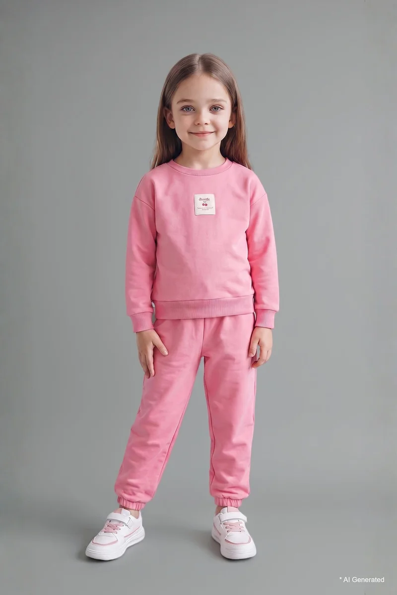 ديفاكتو Baby Girl 100% Cotton Long Sleeve Top and Bottom 2-Piece Set