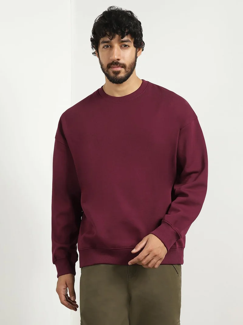 نوبيرو Oversized Burgundy Sweatshirt for Men