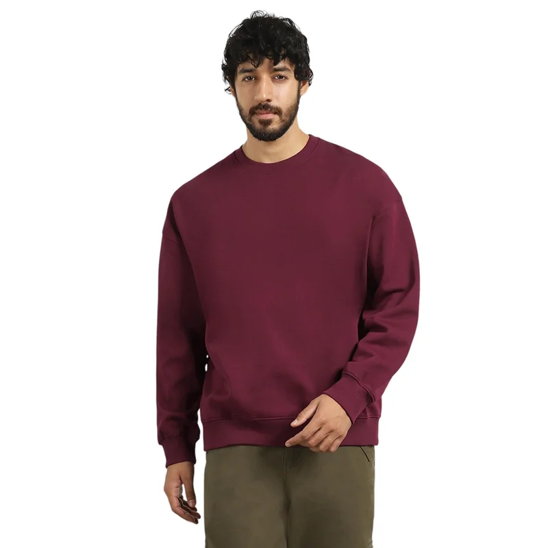 نوبيرو Oversized Burgundy Sweatshirt for Men