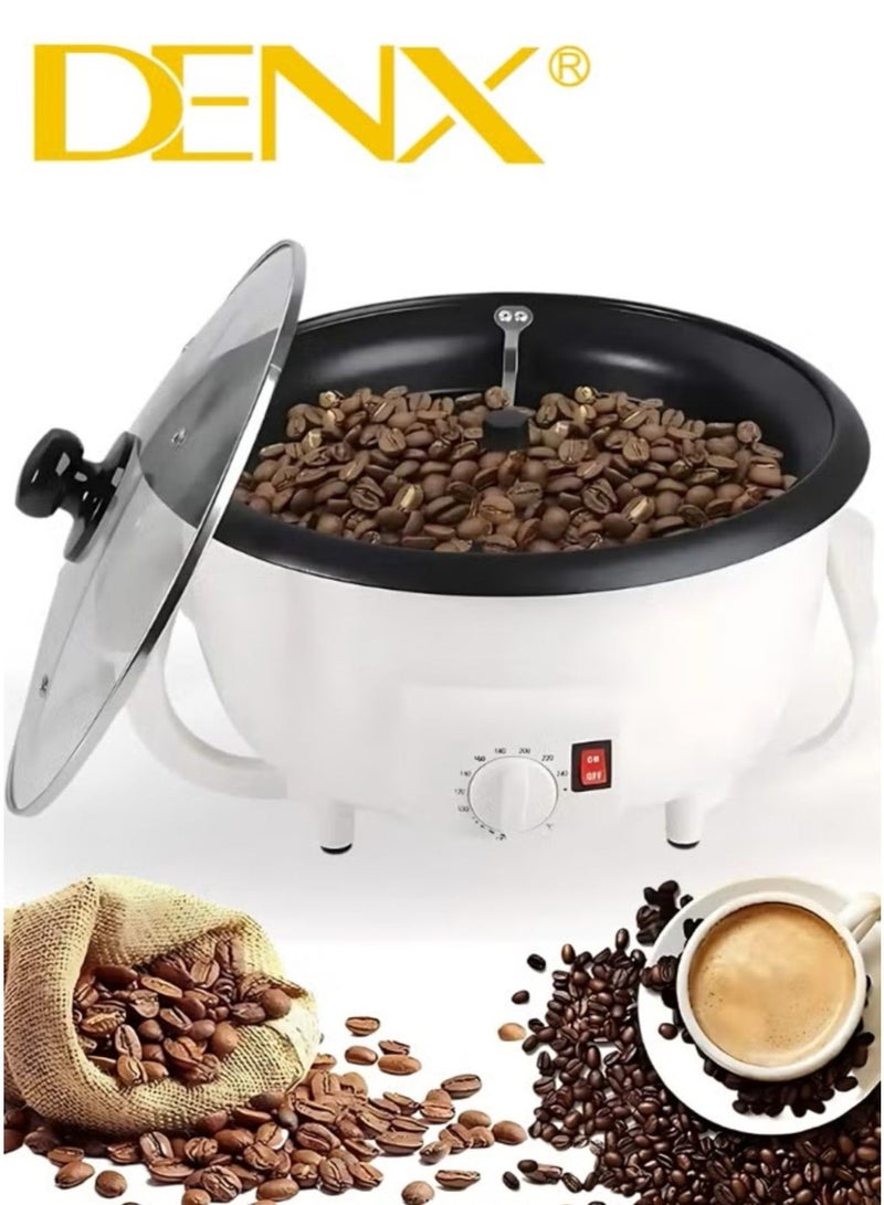 دينكس محمصة قهوة كهربائية وصانعة فشار DX3422 - قوة 800 واط، سعة 2 لتر مع غطاء زجاجي شفاف وتحكم في درجة الحرارة قابل للتعديل - مثالية لتحميص حبوب القهوة في المنزل، وصنع الفشار والمكسرات بسهولة - Image 2