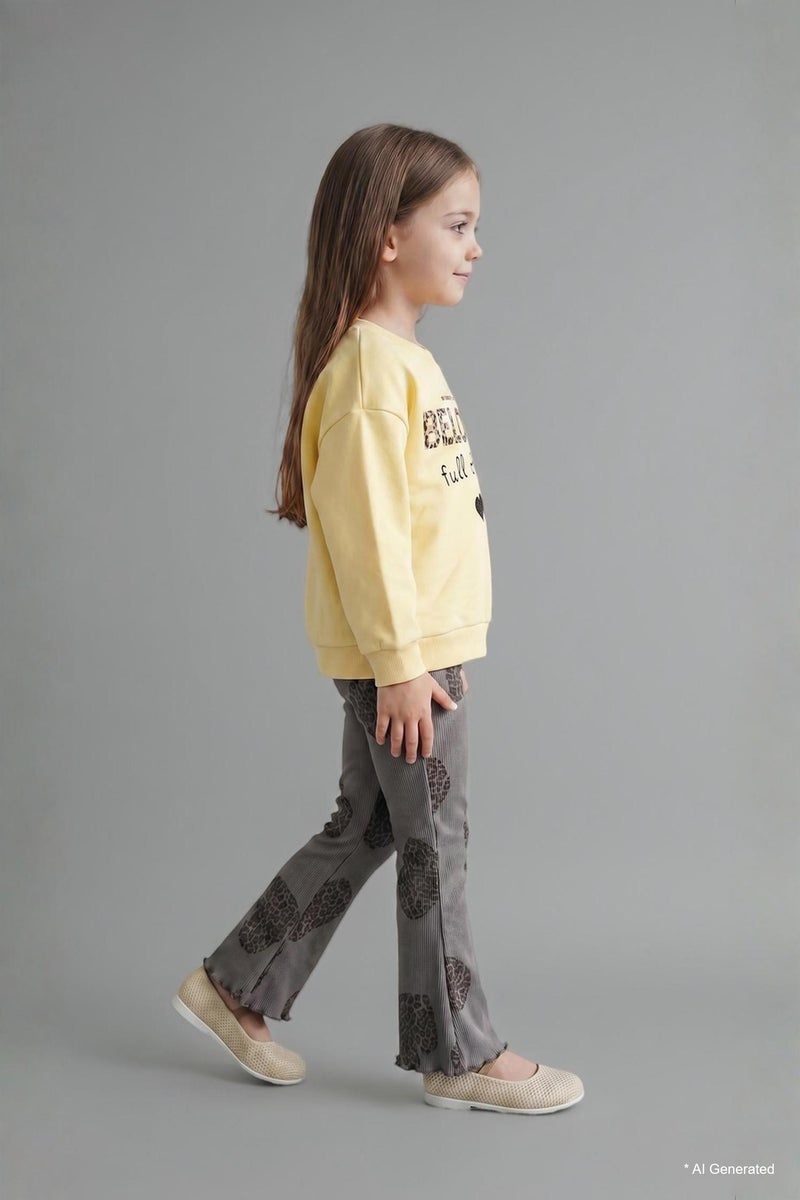 DeFacto Yellow BabyGirl Girl Cotton Printed 2 Piece Set Casual - Image 5