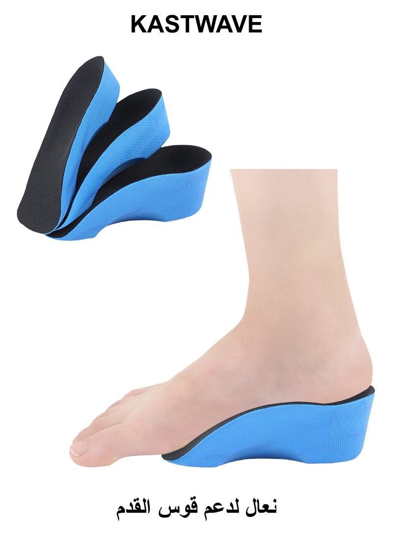 KASTWAVE Plantar Fasciitis Arch Support Insoles for Men and Women, 3/4 Length Hard Orthotics Shoe Inserts with Deep Heel Cup for Flat FeetRelieve Foot, Arch and Heel Spur Pain (3 CM) - Image 1