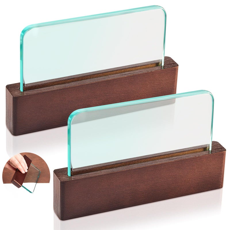 Remagr 2 Sets Leather Burnishing Tool Glass Slicker Leathercraft Working Tools for Burnishing Burnisher Supplies with Handle for Glass Block Smoothing Techniques(Wood Handle) - Image 1