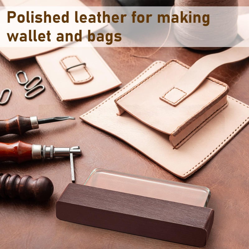 Remagr 2 Sets Leather Burnishing Tool Glass Slicker Leathercraft Working Tools for Burnishing Burnisher Supplies with Handle for Glass Block Smoothing Techniques(Wood Handle) - Image 5