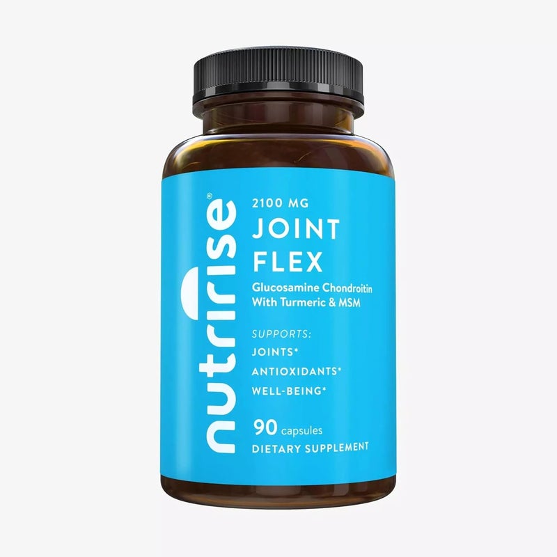 NutriRise Glucosamine Chondroitin Quercetin  MSM with Turmeric Curcumin 2100mg Triple Strength Joint Support Supplement for Women  Men with Boswellia  Bromelain Gluten Free Non GMO 90 Count