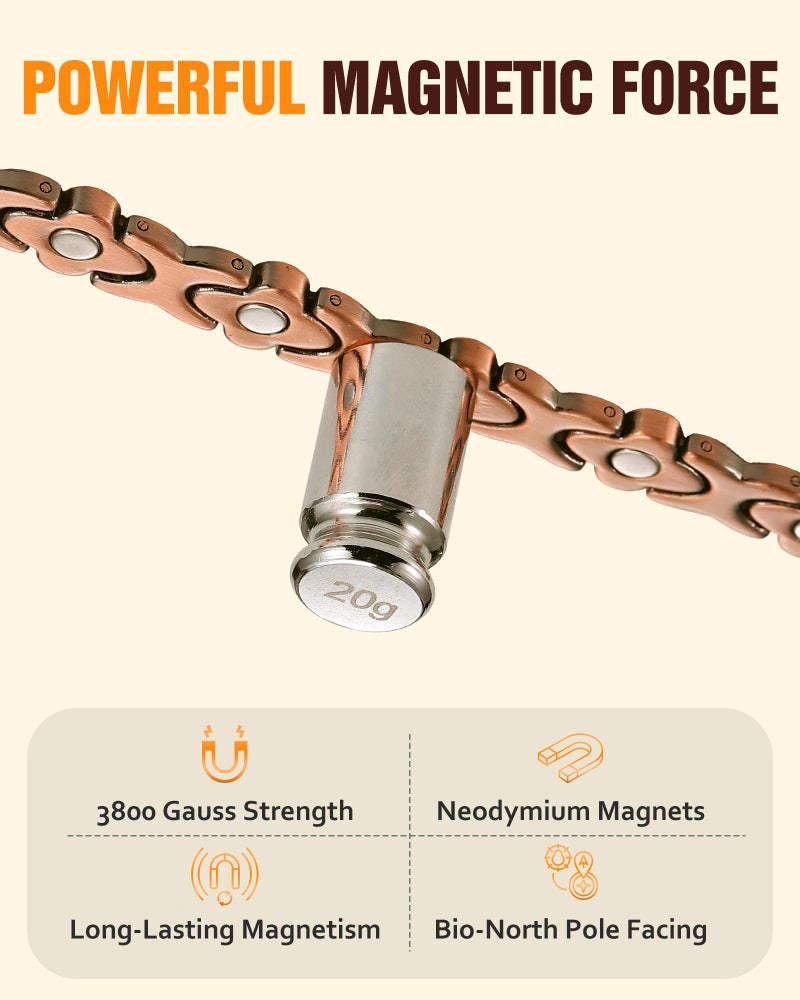Jecanori Pure Copper Bracelet for Women, Ultra Strength Magnetic Therapy Bracelets with 3800 Gauss Magnetsï¼ŒFour-leaf clover jewelry - Image 4