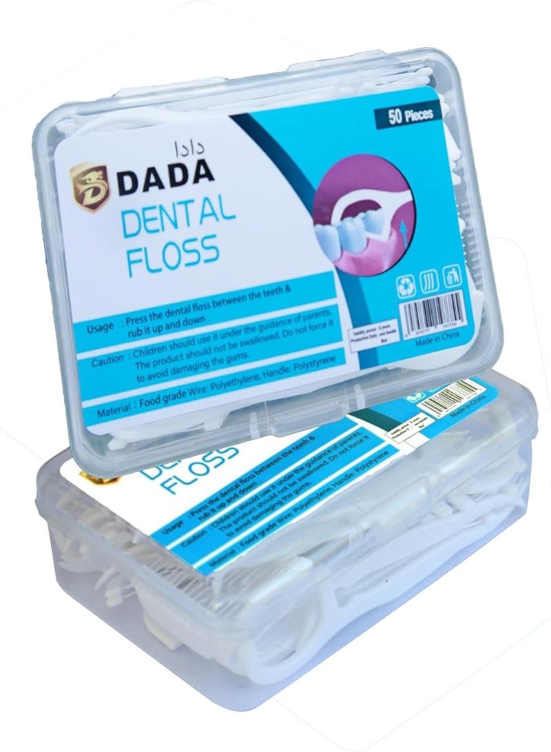 Dada Dental Floss, Floss Picks, Gum cleaner, floss mint, teeth essential, Plaque remover, cavity reducer, Deep Cleaning, crescent design flosser,50 Count/Pack, - Image 1