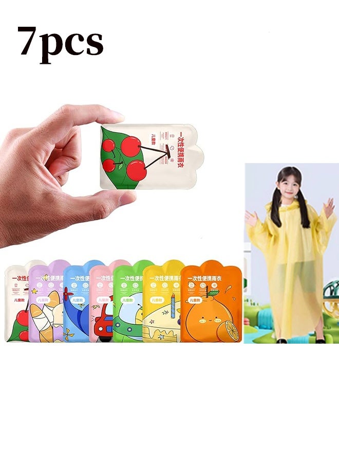 واي جيه معطف مطر قابل للاستخدام، عباءة طوارئ، معطف مطر مناسب للبالغين من النساء والرجال، حجم صغير، مجموعة من 7 قطع، 7 ألوان - Image 1