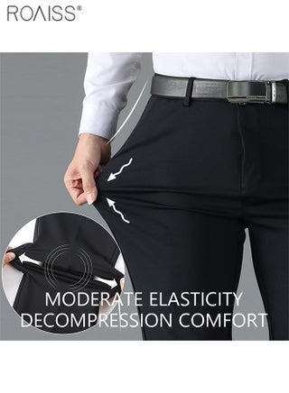 Men Classic Suit Pants, Regular Fit Dress Pants with Button Front and Zip-fly Closure, Straight Leg Trousers for Men, Suitable for Business Meetings, Golf, Dinners or Relaxed Weekends - view 2