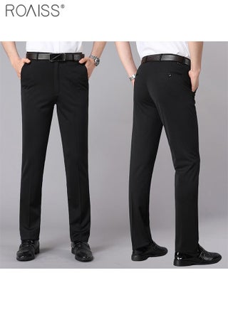 Men Classic Suit Pants, Regular Fit Dress Pants with Button Front and Zip-fly Closure, Straight Leg Trousers for Men, Suitable for Business Meetings, Golf, Dinners or Relaxed Weekends - view 5