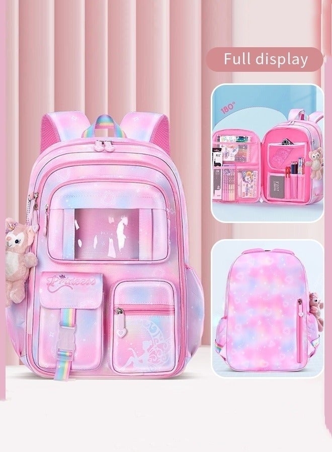 MIXDE Kids Backpack Little Girls Cute Personalized Book Bags for Elementary School Lightweight Resistant Big Travel Daypack with Free Pen Case and Stick Badge - Image 1