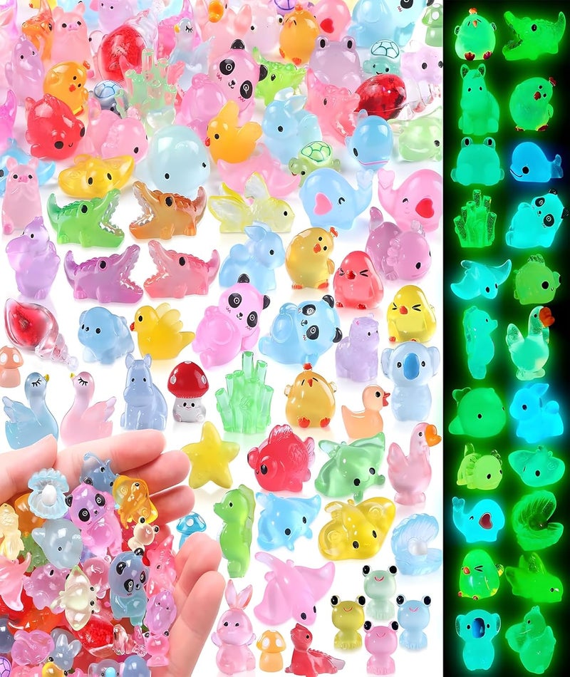 BdelrinQue 50 قطعة ألعاب مصغرة، عناصر تزيين الحدائق في الهواء الطلق، تتلألأ في الظلام حيوانات ريزين مصغرة، ألوان وأنماط حيوانات عشوائية، عناصر تزيينية مصغرة لهدايا الحفلات - Image 1