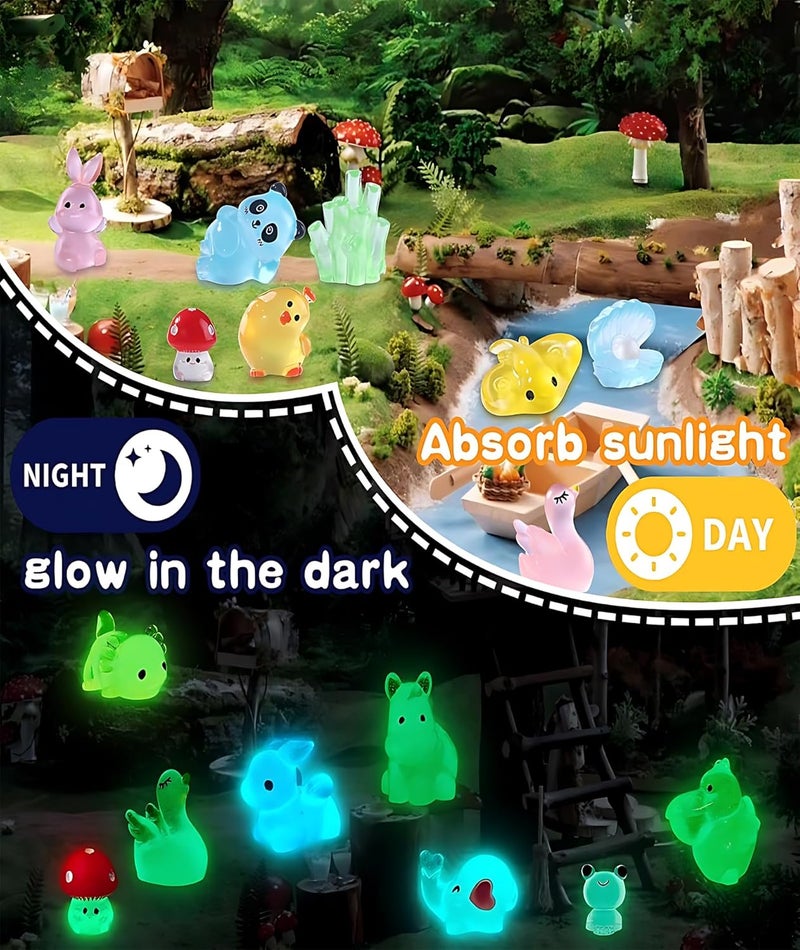 BdelrinQue 50 قطعة ألعاب مصغرة، عناصر تزيين الحدائق في الهواء الطلق، تتلألأ في الظلام حيوانات ريزين مصغرة، ألوان وأنماط حيوانات عشوائية، عناصر تزيينية مصغرة لهدايا الحفلات - Image 3