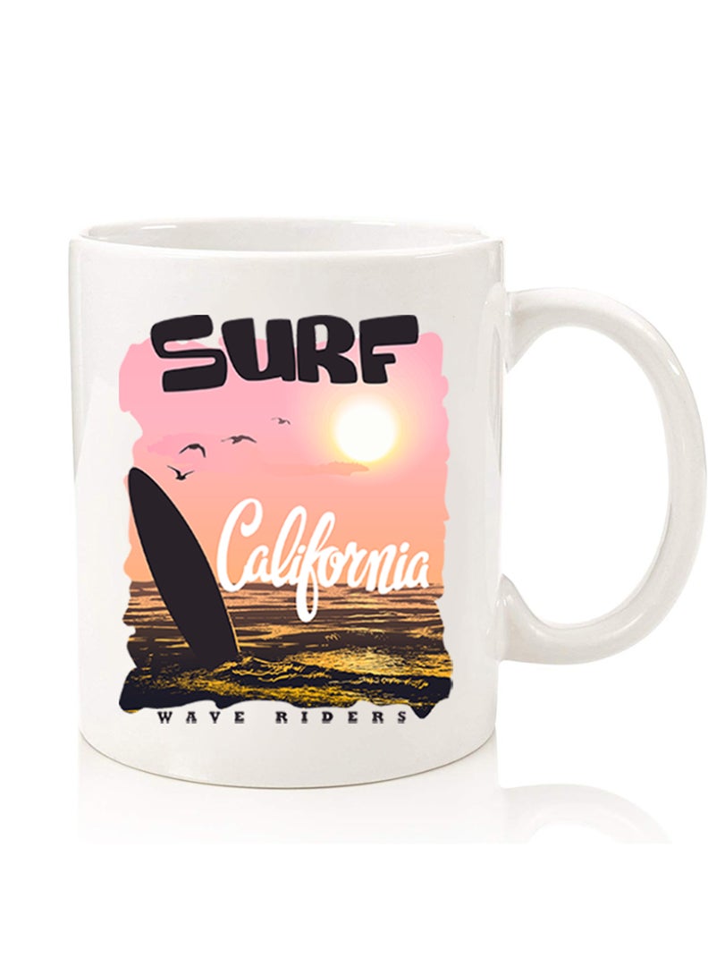 Theodor Premium Quality Two Sided Printed Coffee Mug Tea Cup For Home Office, Kids Men Women Surf California - Image 1