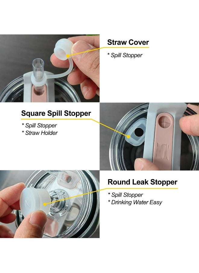 Topleo - Straw Cover Cap for Stanley Cup 2.0  30oz 40oz  Silicone Straw Topper Spill Stopper Compatible with Stanley Tumbler Drinking Straw Tip Covers Cups Accessories Protectors Plugs White - Image 1