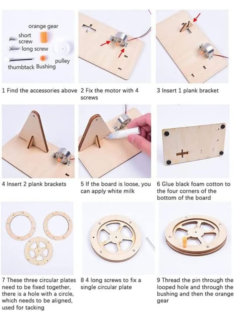 VIUAUAX مولد كهربائي خشبي يدوي التحريك، لعبة مولد يدوي للمولدات العلمية، لعبة مولد يدوي للتجارب الفيزيائية لغز المصباح الكهربائي، تجارب علمية للأطفال من سن 6-14 سنة - Image 4