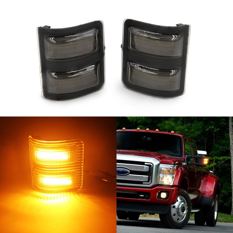 2x LED Side Mirror Light Marker Compatible with 2008 to 2016 Ford F250 F350 F450 F550 Super Duty Turn Signal7C3Z13776A 7C3Z13776B 7C3Z13776A 7C3Z13776B Smoke LensYellow Light