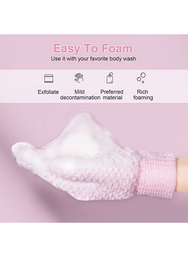 Yiclick Heavy Exfoliating Gloves, Exfoliating Body Scrubber for Bath Shower Exfoliation, Body Scrub Exfoliator for Dead Skin Remover, Exfoliate Sponge Loofah Washcloth Mitt Men Women (4Pink) - Image 3