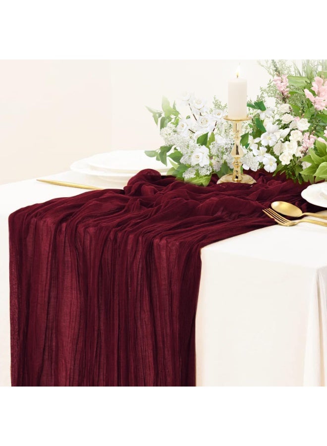 OSHIMA Cheesecloth Table Runner, Party Long Rustic Sheer Runners, Wedding Birthday Bridal Baby Shower Table Decor, Shower Decorations Tea Party Centerpiece Decorations - Image 1