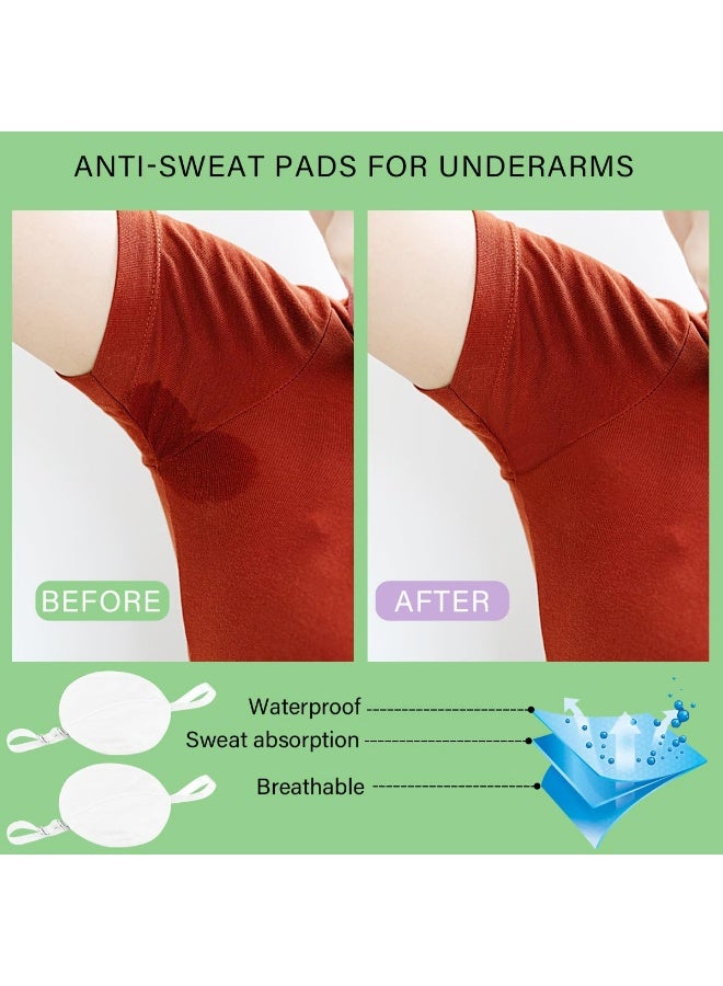 1 Pair Reusable Underarm Sweat Pads with Shoulder Strap, Washable Quick Dry Breathable Armpit Guards for Men Women, White - Image 3