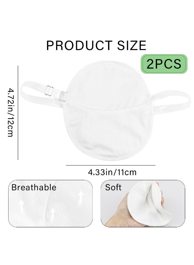1 Pair Reusable Underarm Sweat Pads with Shoulder Strap, Washable Quick Dry Breathable Armpit Guards for Men Women, White - Image 2