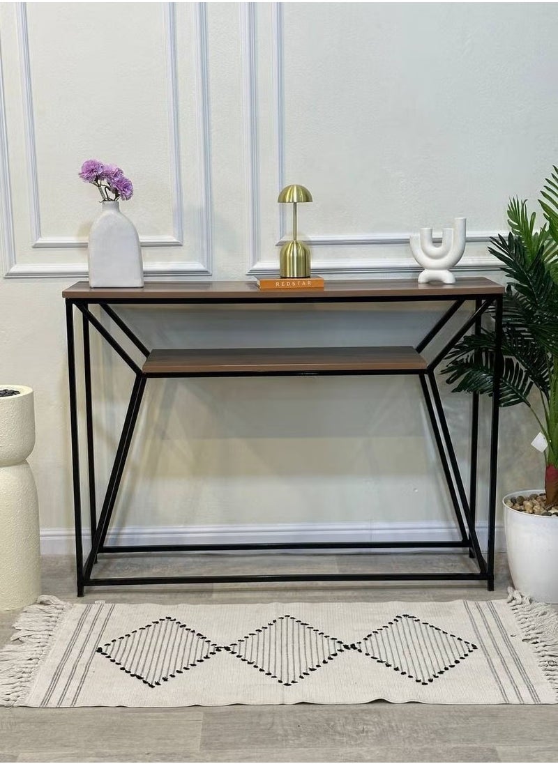 AGD - Two-layer Wooden Console with a Metal Frame is a Unique Piece of Furniture that Reflects Originality and Luxury in its Design for the Living Room, Entrance and Office - Image 1