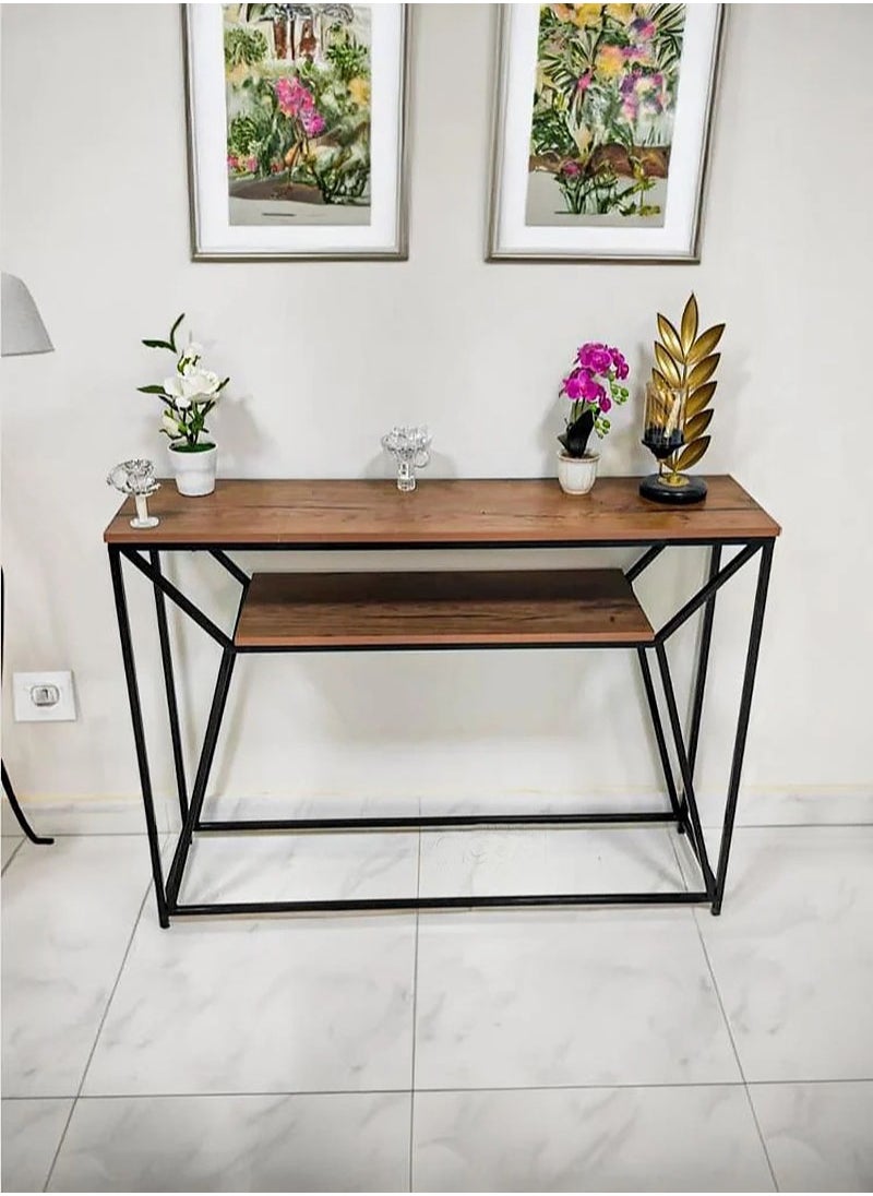 AGD - Two-layer Wooden Console with a Metal Frame is a Unique Piece of Furniture that Reflects Originality and Luxury in its Design for the Living Room, Entrance and Office - Image 1