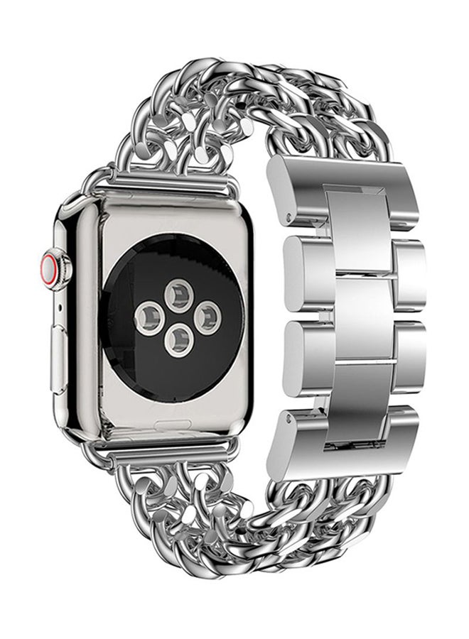 Voberry Double Row Cowboy Chain Metal Replacement Band For Apple Watch Series 4 44mm Silver - Image 2