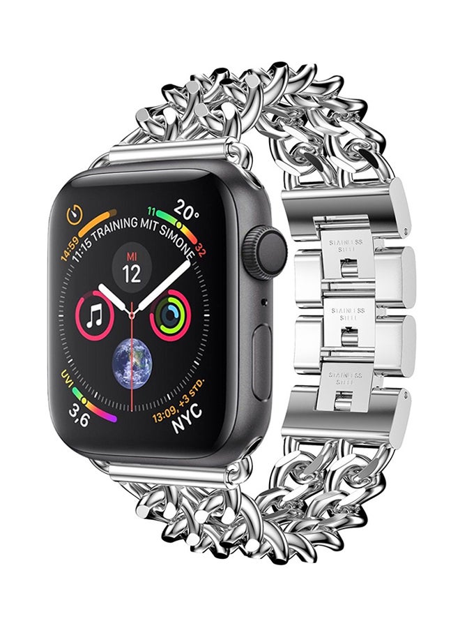 Voberry Double Row Cowboy Chain Metal Replacement Band For Apple Watch Series 4 44mm Silver - Image 3