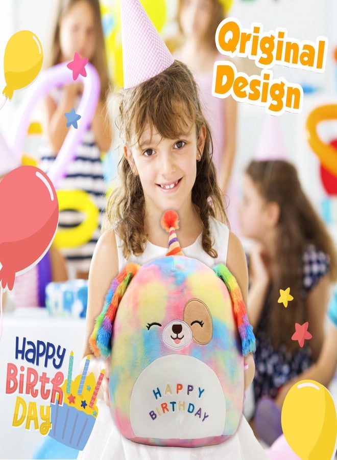 Easfan 12'' Original Rainbow Birthday Dog Plush Pillow Soft Puppy Plush Toy Cute Dog Stuffed Animal Birthday Gifts for Kids Toddlers - Image 2