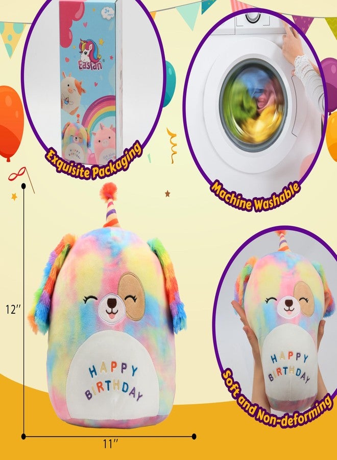 Easfan 12'' Original Rainbow Birthday Dog Plush Pillow Soft Puppy Plush Toy Cute Dog Stuffed Animal Birthday Gifts for Kids Toddlers - Image 4