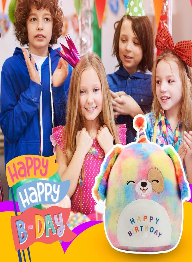 Easfan 12'' Original Rainbow Birthday Dog Plush Pillow Soft Puppy Plush Toy Cute Dog Stuffed Animal Birthday Gifts for Kids Toddlers - Image 3