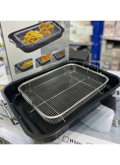 Generic A charming kitchen grid tray. A roasting tray with a stainless steel grill holder. It is indispensable in your kitchen. A heavy steel tray. A movable grid. We can use the tray with or without the grid. It is wonderful for grilling meat and chicken, making mandi, and cooling cakes and baked goods on the grid.  - Image 1